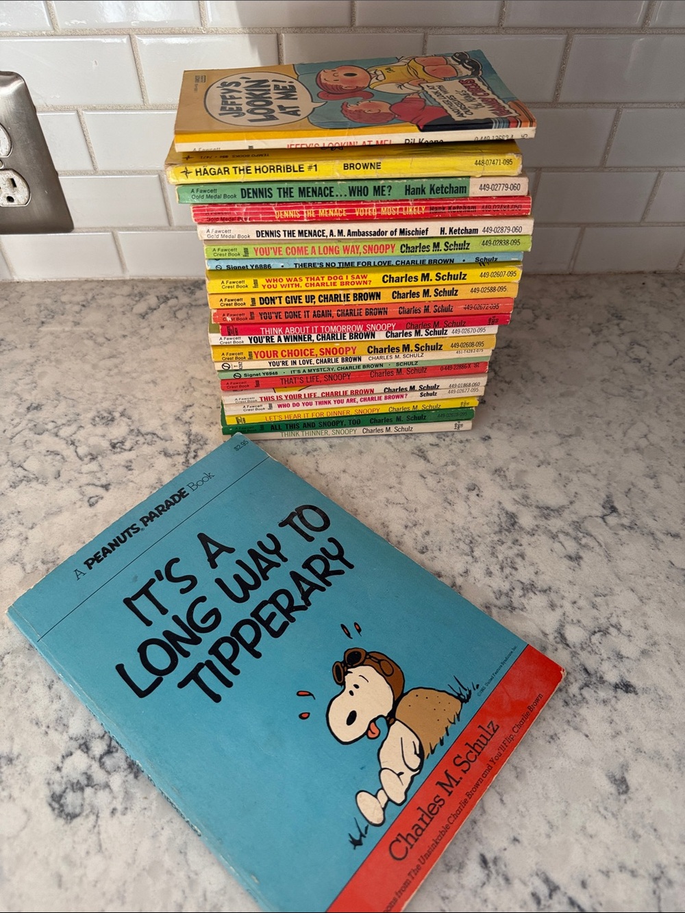 Vintage Charlie Brown, Snoopy, Dennis the menace books lot of 22